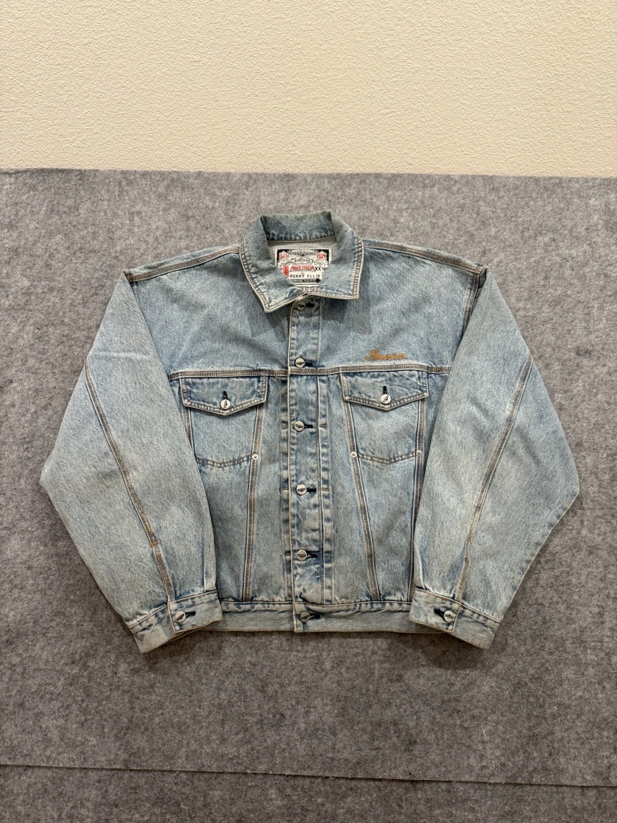 Vintage 90s Perry Ellis Jean Denim Jacket Size Large