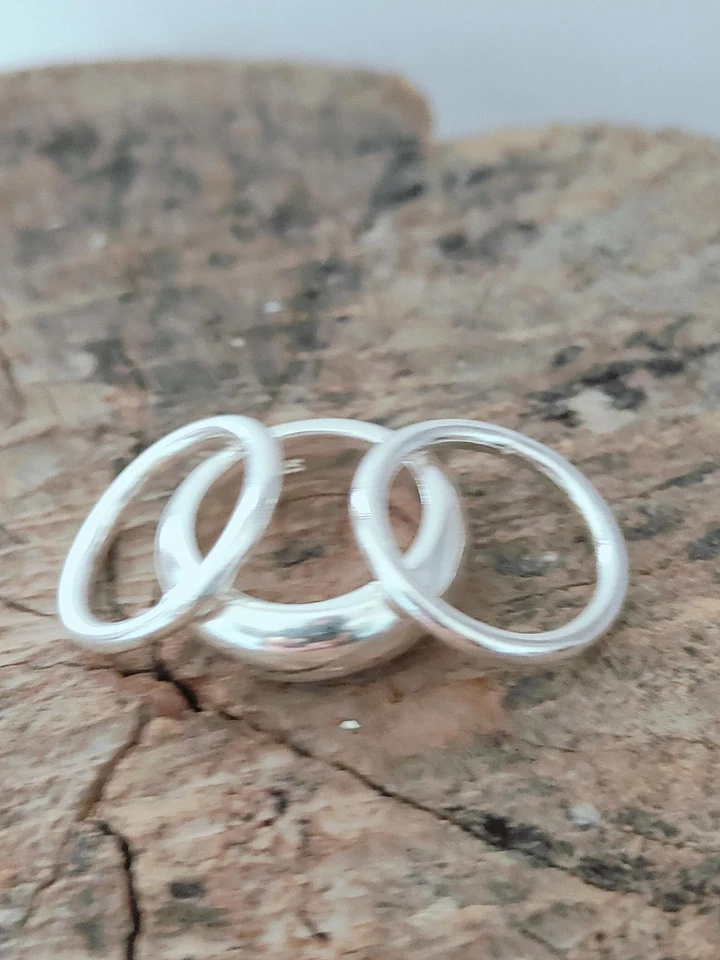 925 Sterling Silver Wide Band Dome Ring: Unisex Chunky Jewelry - Image 3 of 4