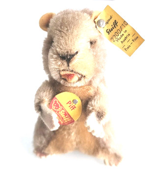 RARES Steiff Murmeltier Piff 2200/10 Dralon Made in Austria 10cm KFS 60s 70s