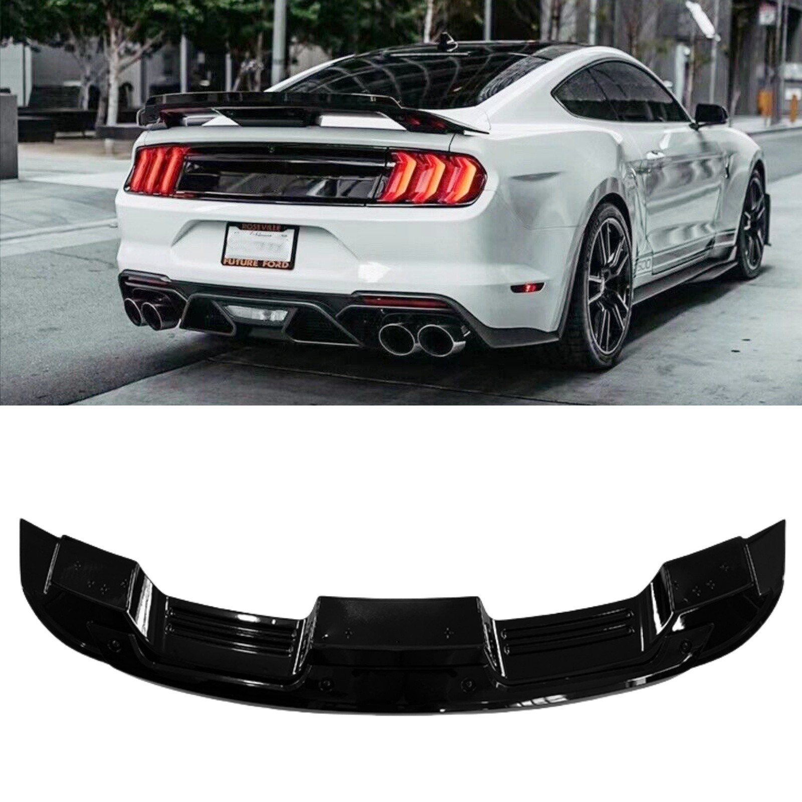 Gloss Black Rear Spoiler for 2015-2021 Mustang GT500 Style With Gurney Flap