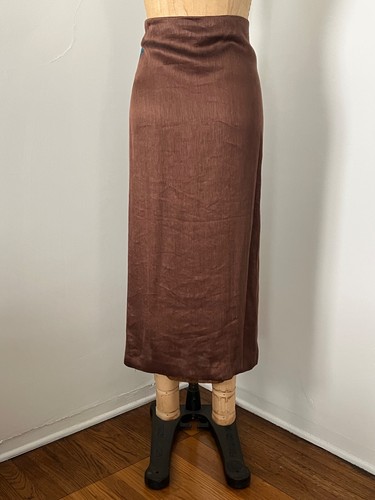 Xiao Studio Brown Linen /Silk Foldover Skirt M, Maryam Nassir Zadeh, Manoogian - Picture 6 of 14