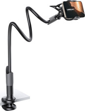 Gooseneck Phone Holder for Bed - Cell Phone Mount Clamp Clip, Flexible Long Arm,