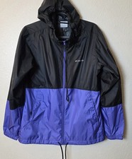 Columbia Colorblock Full Zip Windbreaker Jacket Black Purple Size L