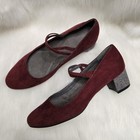 Aerosoles Glitter Block Heel Mary Jane Shoes Burgundy Holiday Silver Pad Thai 9 — photo 3