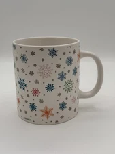 DesignPac Snowflakes Winter Christmas Themed Large Mug Multi Colored *Scuffs*