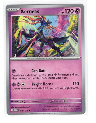 #ad Pokemon Mega Evolution 064 132 NON Holo Rare Xerneas DECK EXCLUSIVE $3.29