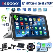 4+64GB Android 14 DAB+ Carplay Autoradio GPS Navi 1 DIN 360° Drehbar Bildschirm