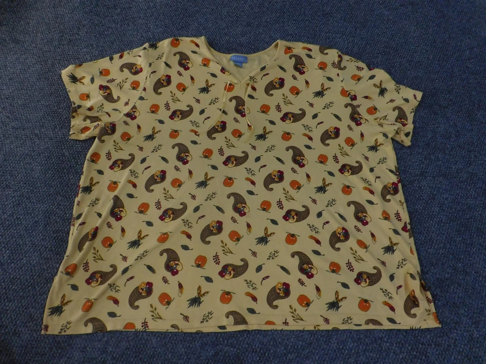 Женская рубашка Liz & Me 4X 30/32 бежевый рог изобилия осень День благодарения принт топ - Изображение 2 из 4