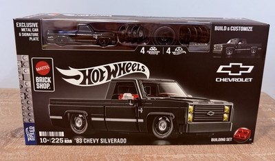 Mattel Brick Shop Hot Wheels Black '83 Chevy Silverado Building