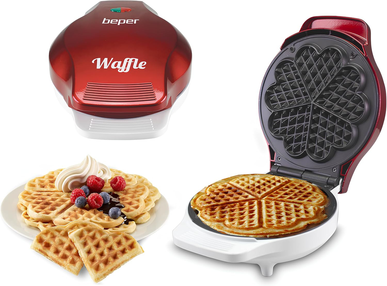 Waffle Maker 5 Cuori | Piastra Antiaderente 18cm per Dolci Creativi