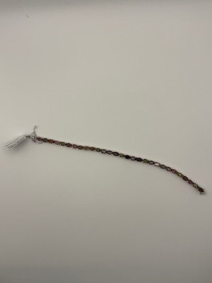 Armband 7,25 Mehrfarbig Turmalin Facettiert Edelstein 0,925 Sterlingsilber Neu