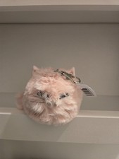 BATH AND BODY WORKS FUZZY PINK CAT POCKETBAC HOLDER WITH SILVER CLIP