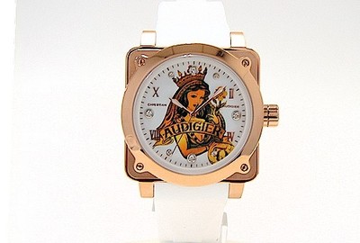 Christian Audigier Women's Queen Of Clubs FOR-201 White/Rose Gold Analog Watch