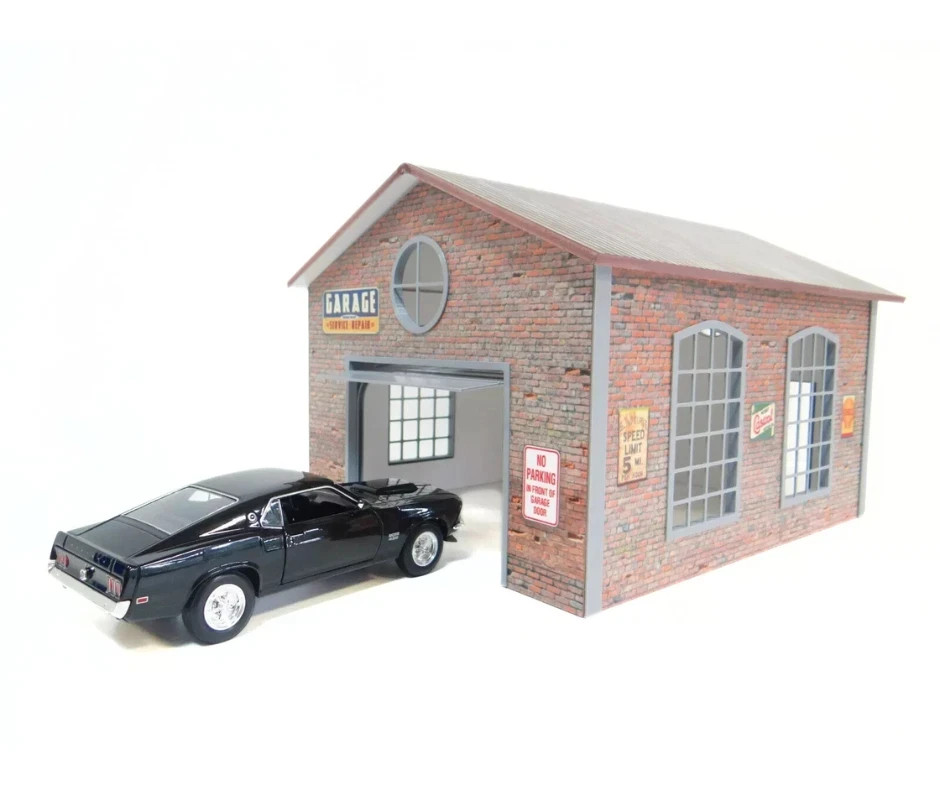 1:24 Scale Brick Garage Diorama Kit Auto Workshop Display for Diecast Model Car