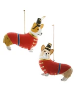 Cody Foster Royal Corgi Ornament Set 2 Christmas Gift Holiday Queen Elizabeth