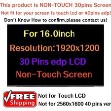 NV160WUM-N43 V8.0 FHD 1920x1200 30pin 16'' LED Display Non-Touch LCD new Screen