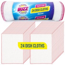 8-24pk White Dish Cloths Washing Up Cotton Absorbent Dishcloth Kitchen Cleaning