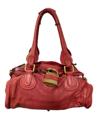 Chloe Paddington rosa rot Handtasche Tasche Leder Vorhängeschloss gebraucht A...