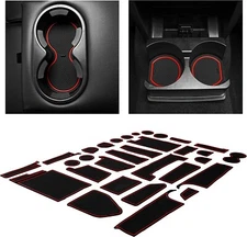 Red Console Cup Liner Pads Door Slot Non Slip Rubber Mats Fits 11-13 Explorer