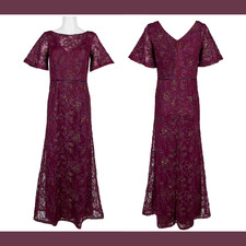 NWT 300 JS Collections  SIZE 10  Soutache Flutter sleeve embroidered Gown 2A
