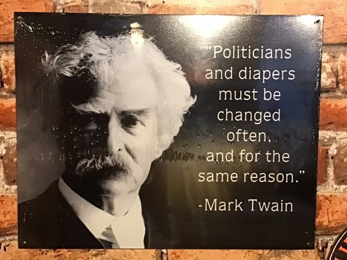 Großes 16"x13" Patina Stil Mark Twain Zitat "Politiker und Windeln müssen sein".. - Bild 4 von 6