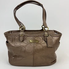 Coach F20742 Gallery Signature C Copper Leather Embossed Handbag