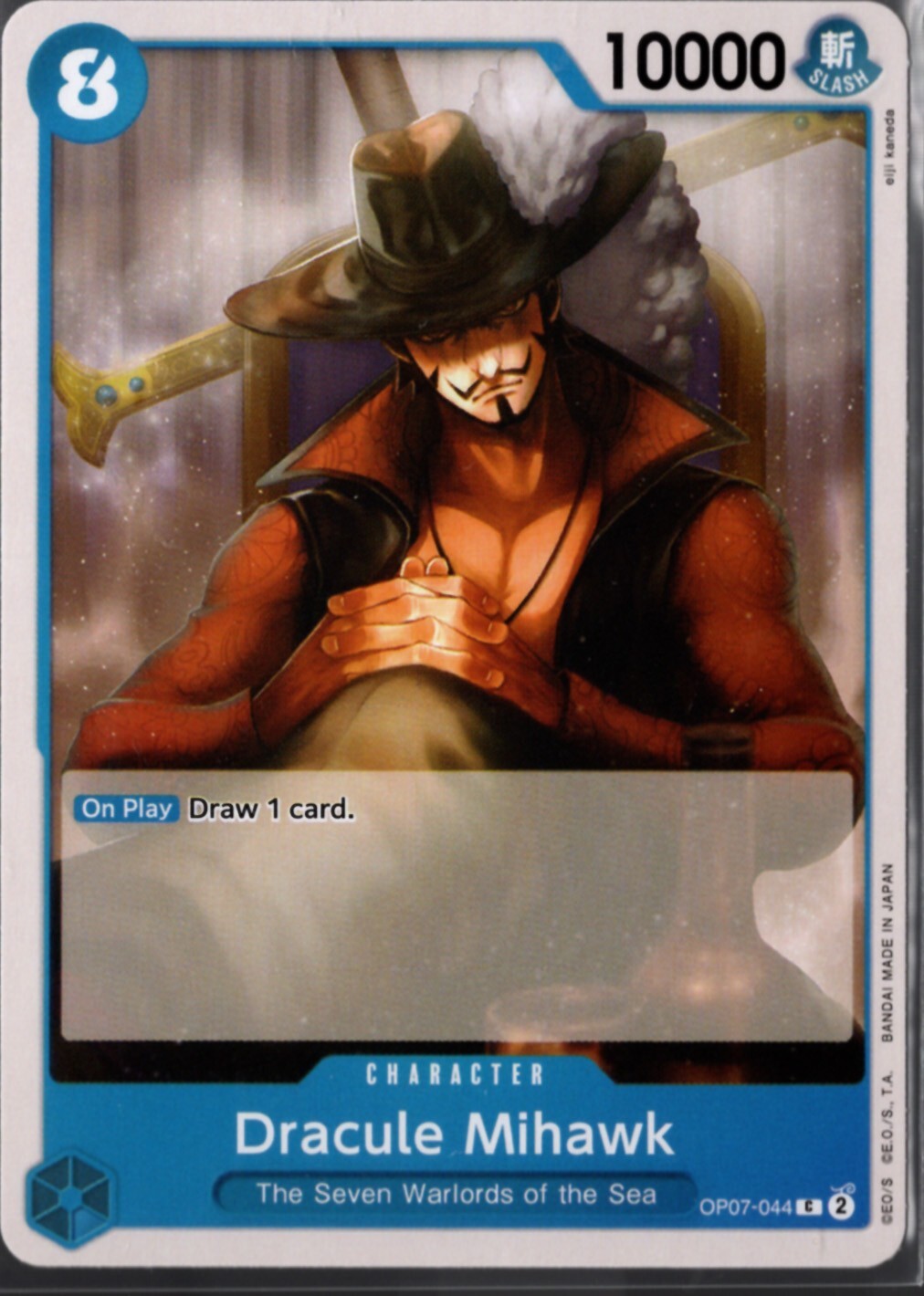 One Piece Card Dracule Mihawk OP07-044 C 500 Years in the Future English NM
