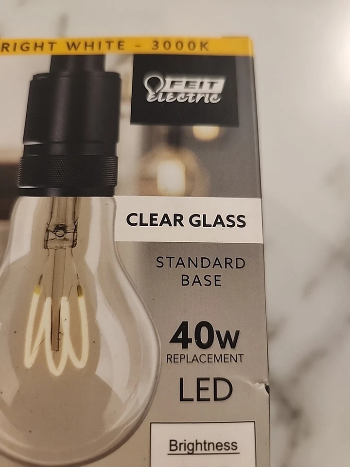 Feit Electric 40-Watt Equivalent A19 Dimmable H Shape Filament Clear Glass E26 V - Image 3 of 4