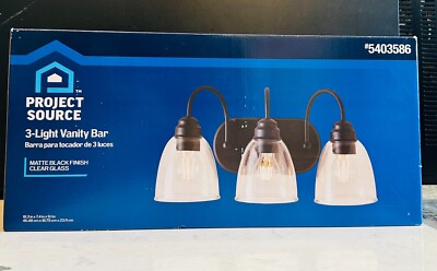 Project Source Wynfield 3-Light Matte Black LED Transitional Vanity Light #29805