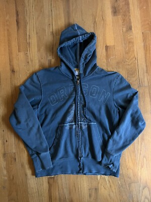 Nike Y2K Womens Sportwear Blue Oregon Zip Up Sweater Hooded Size Medium 197648