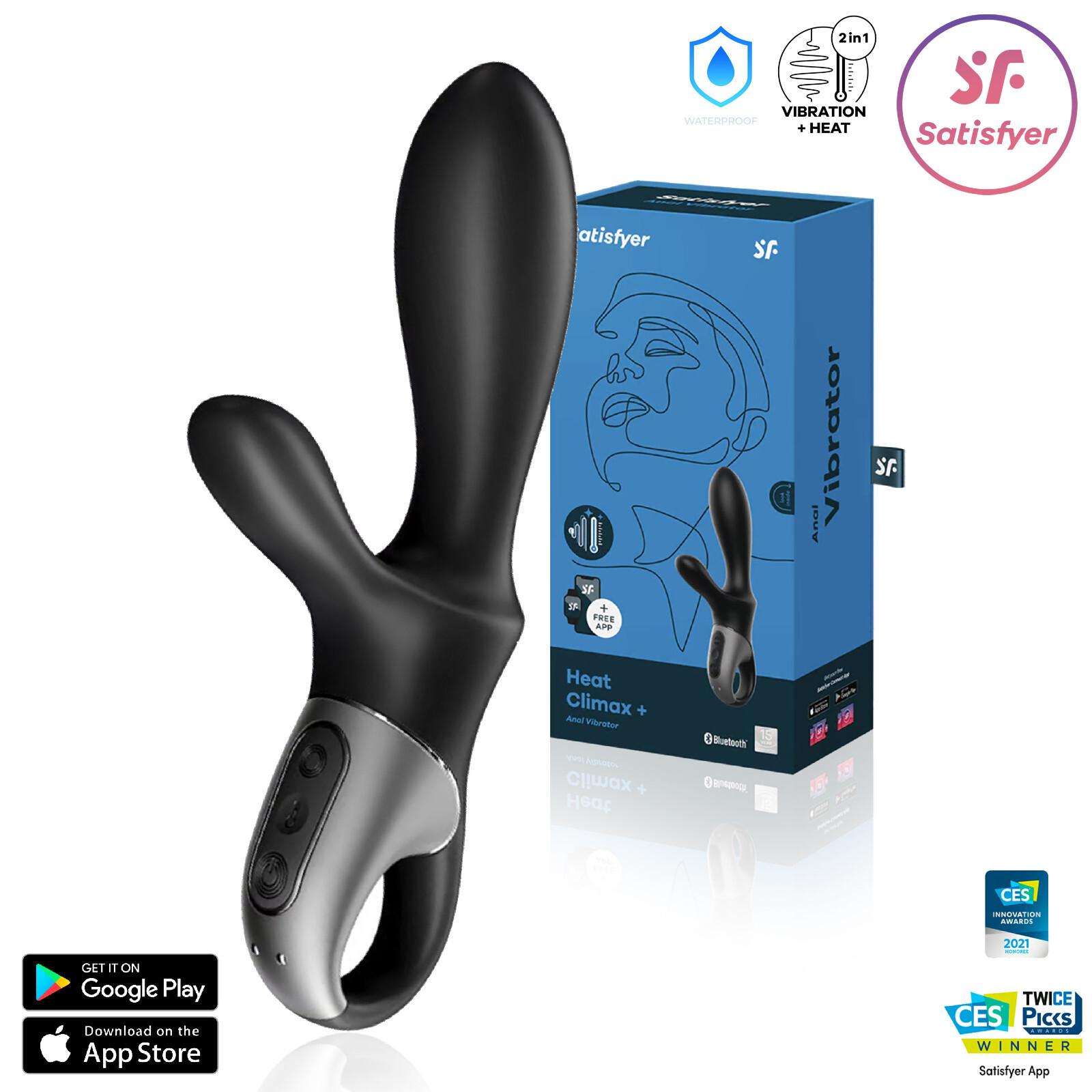 Satisfyer Heat Climax+ Connect App - Vibratore Unisex Anale o Vaginale Bluetooth