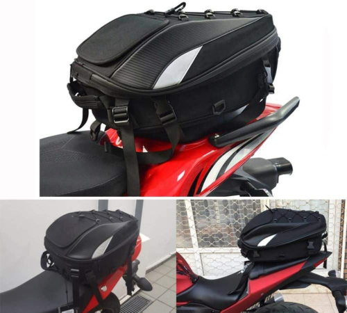 Motorcycle Seat Bag Tail Bag - Dual Use Motorcycle Backpack Waterproof Luggage B - Picture 1 of 12