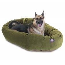 Luxurious Bagel Style Donut Plush Washable Dog Bed Fern X-Large 52" X 35" x 11"