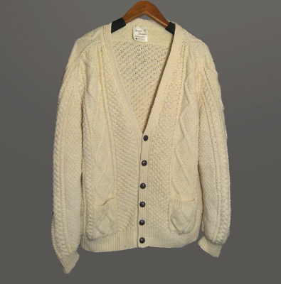ATHENA DESIGNS CHUNKY CABLE FISHERMAN IRISH HANDKNIT CARDIGAN SOFT 