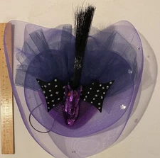 Red Had Society purple hat fascinator birthday month headdress crinoline
