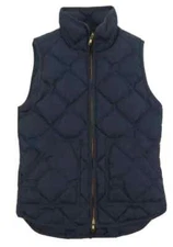 NWOT J Crew Down Quilted Womens Blue Full Zip Puffer Gilet Vest Coat Jacket XXS