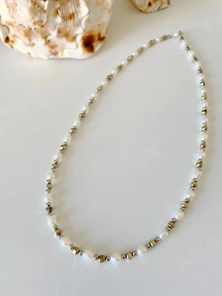 Мужской жемчуг ожерелье с золотой гематит, жемчуг ожерелье мужчин, жемчуг ожерелье. - Изображение 4 из 4