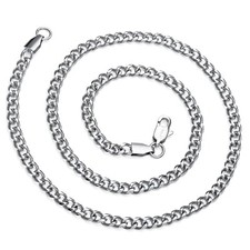 Jewelry 4mm Silver Titanium Steel Link Curb Chain Necklace for Men Women 16 t...