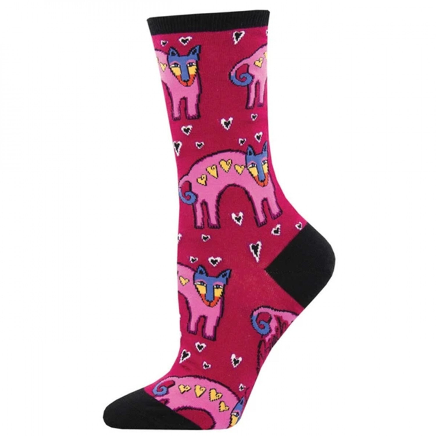 Laurel Burch Heart Dogs Red Womens Crew Socks SockSmith WNC2303RED NWT