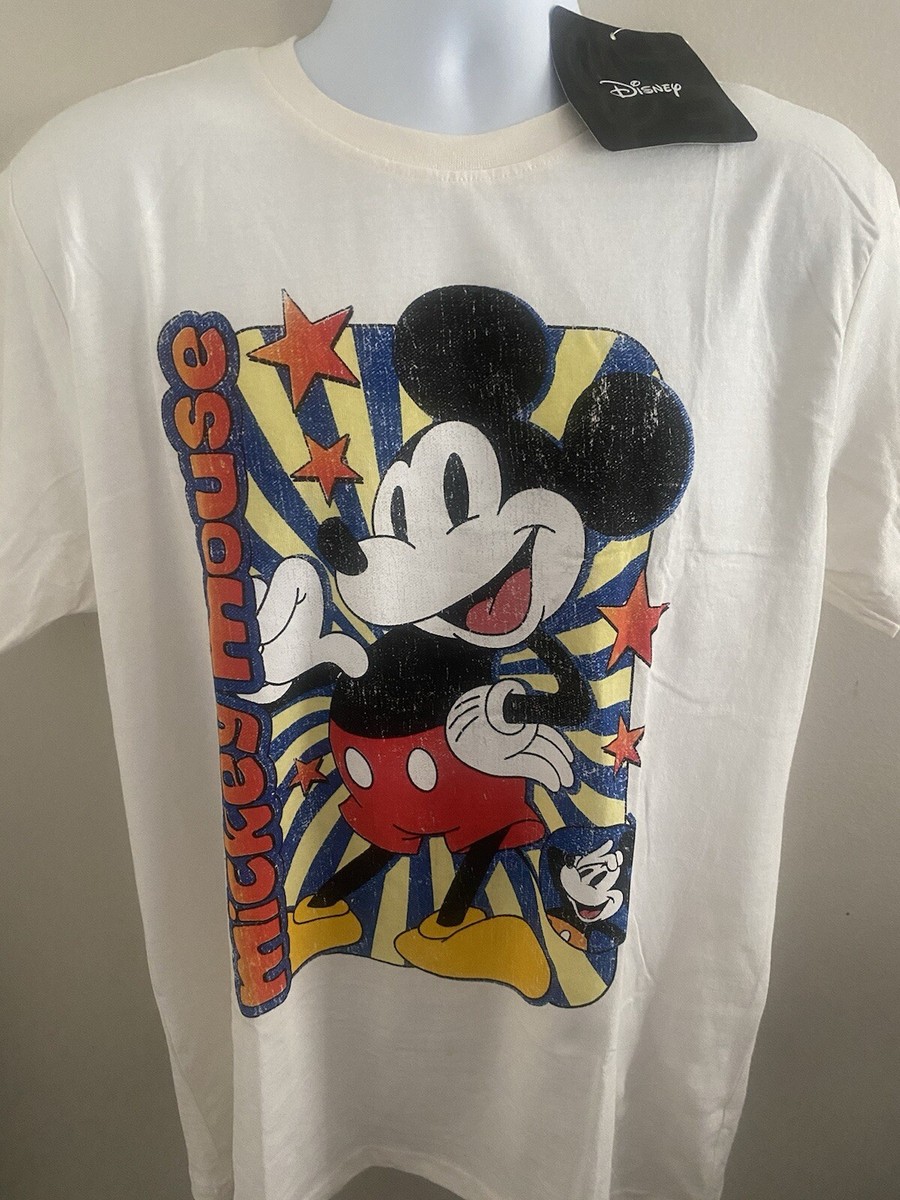 さらに100円引き◆Disney X Nerdy Cartoon Short Sleeve T-Shirt DISNEY MICKEY MOUSE UNISEX T SHIRT SIZE X LARGE NEW WITH