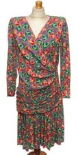 VTG 80 EMANUEL UNGARO PARIS SILK DRESS UK 12 US 10 EU 38 FR 40 IT 42 MEDIUM MINT