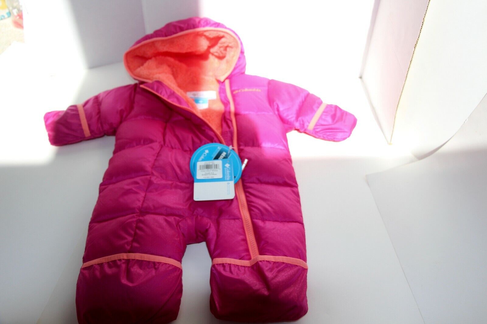 Columbia Bunting Snowsuit Infant 0-3 Month~NEW~PINK+orange Zippe