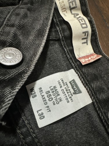 Vintage Levis 550 Men's 38x30 Black Jeans Relaxed Fit Tapered Leg 550 - Picture 7 of 11