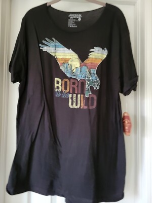 American Highway Born to be Wild Black t-shirt Short Sleeve Shirt Size XL