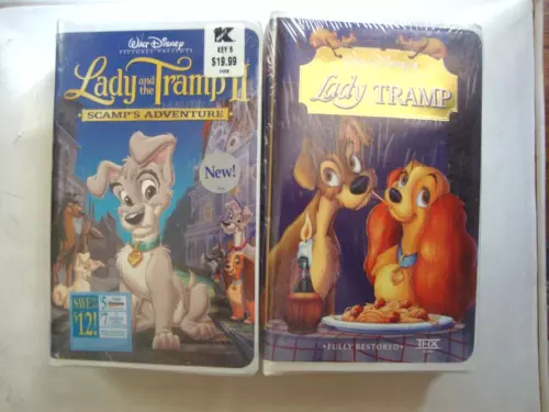 2 - VHS Lady & the Tramp NEW SEALED Masterpiece & Scamp's Adventure Walt Disney 