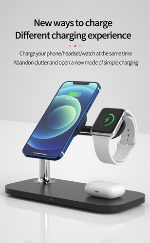 3 in 1 15W Magnetic Wireless Charger Holder Pad For Magsafe iPhone Apple Watch - Picture 2 of 18