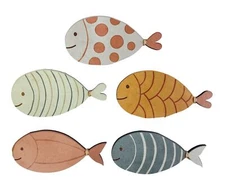 ajdvart Wooden Fish Wall Decor - 5 Pcs Nautical Beach Coastal Wall Decor, Fis...