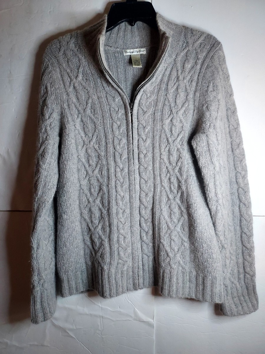 Cambridge By Dry Goods L Lambs Wool Zip Up Women's Sweater