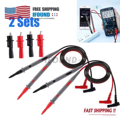 2Sets For Fluke Meter Electrical Alligator Clip Probes 20A Multimeter Test Leads