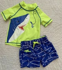 Carter s 2 pc Swim Short Set Rashguard Top Swim Trunks Shark Boys 3mo